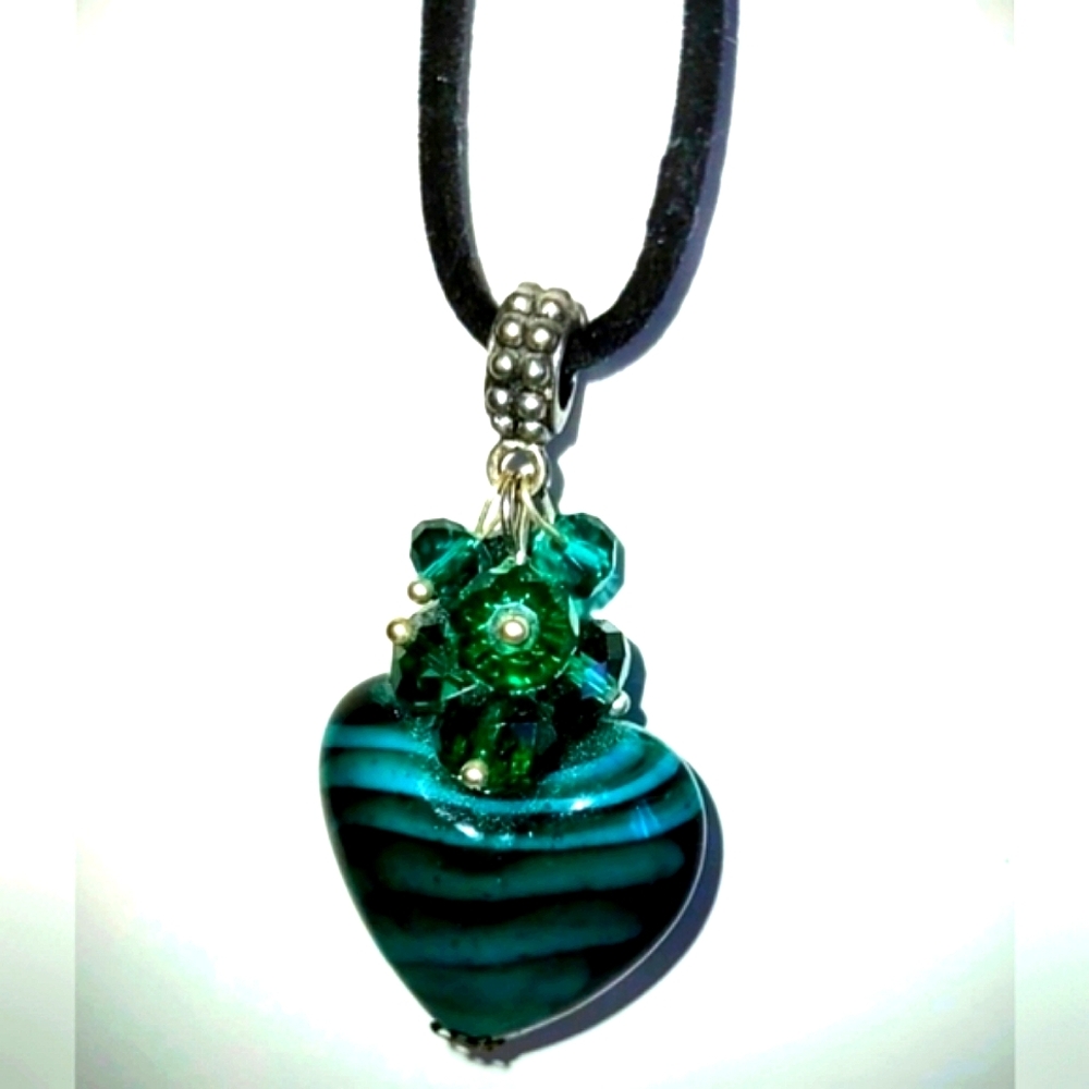 Teal Green Murano Glass Pendant Necklace Choice